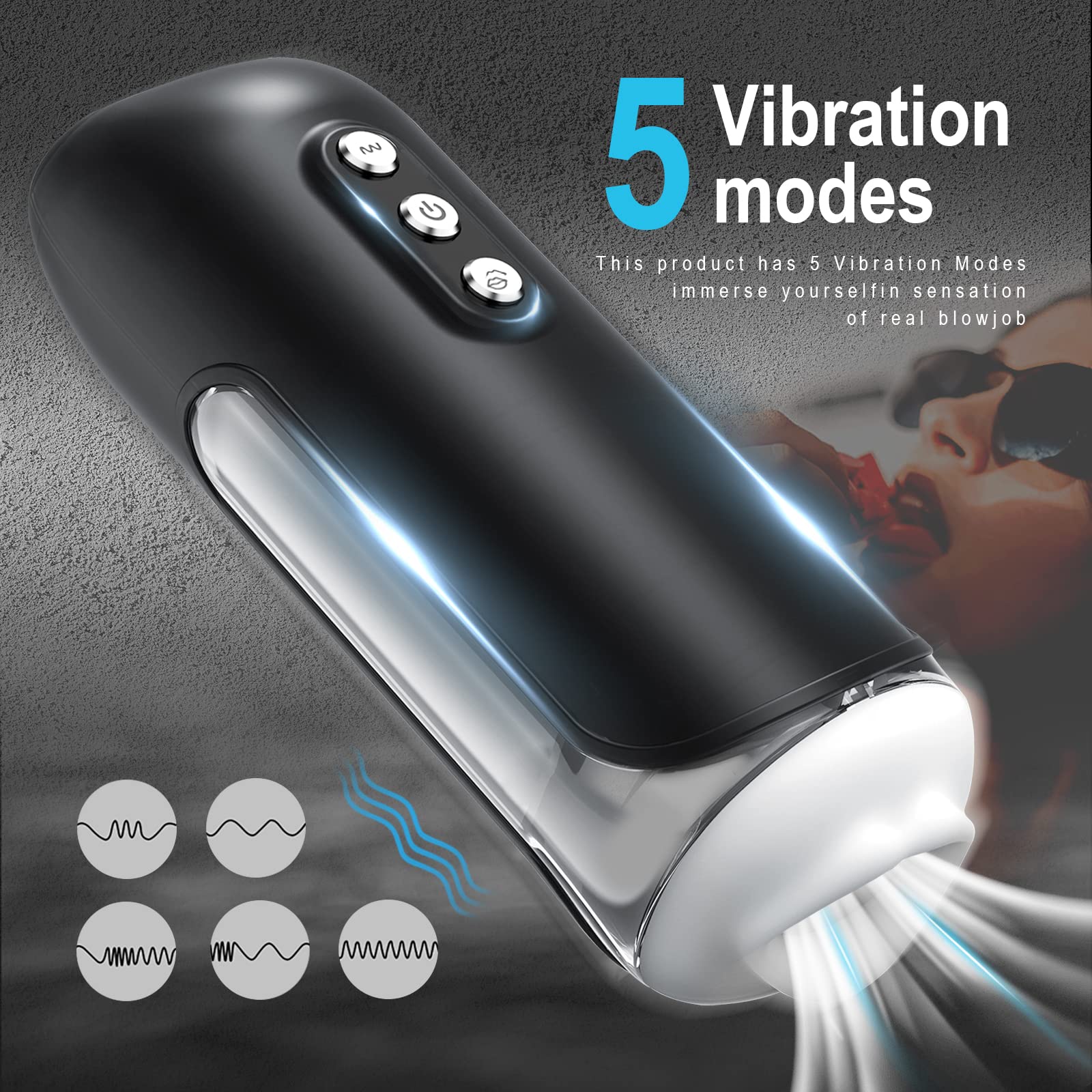 Best Automatic Male Masturbator Cup - 5 Suction & 5 Vibration Modes - Realistic 3D Textured Vagina Oral Sex Toy for Men - Electric Penis Stimulator for Solo Pleasure - Perfect for Travel & Discreet Use at Home