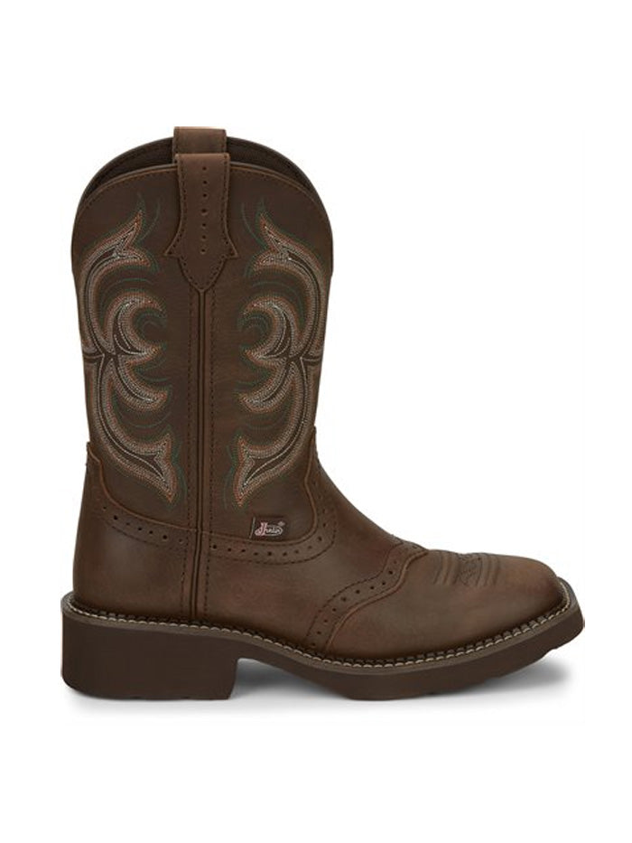 Justin GY9984 Women's Western Cowhide Ankle Boots - Brown Leather Cowboy Boots for Country Riding, Dancing & Casual Wear