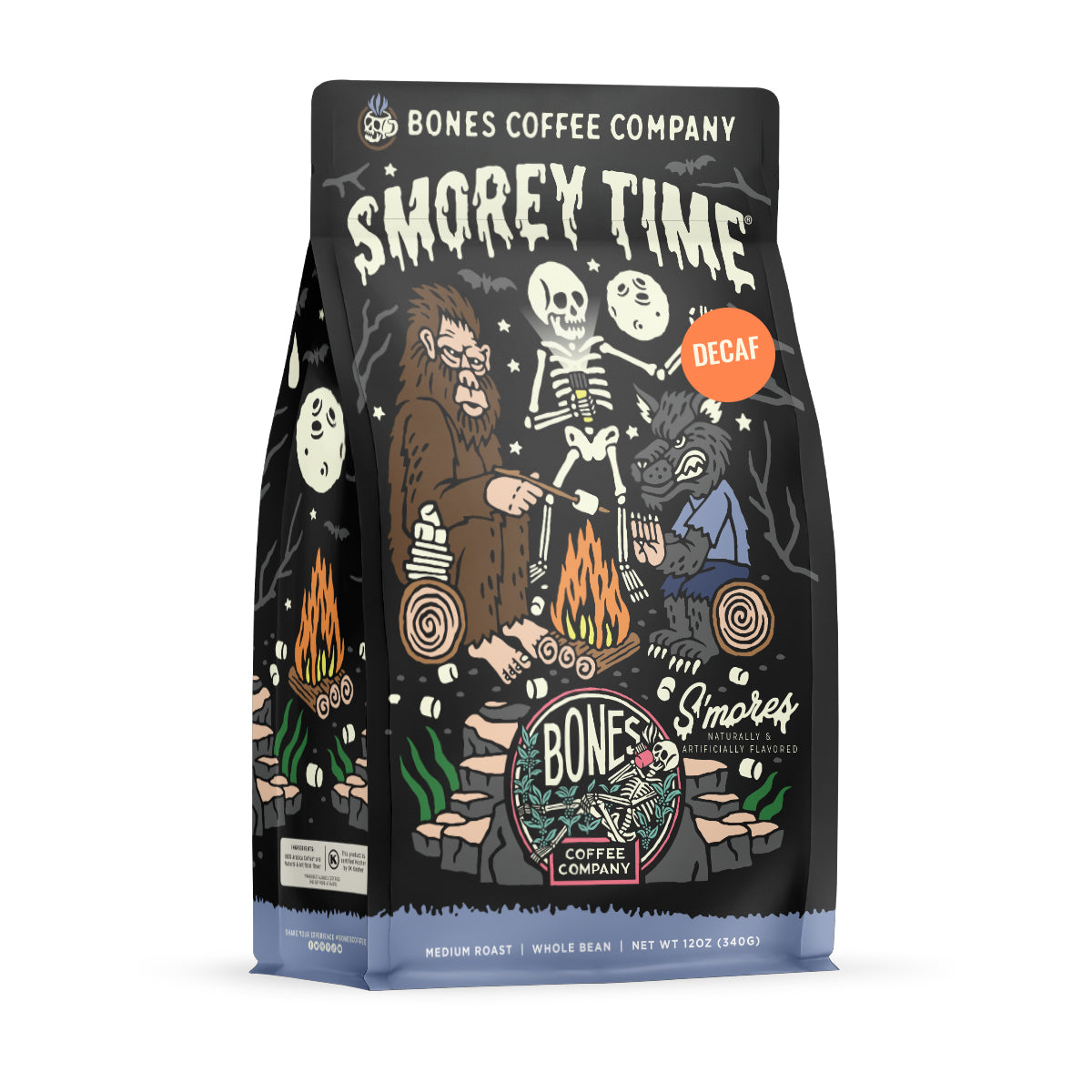 Decaf S'morey Time Coffee - 12oz Bag of Rich Chocolate & Marshmallow Flavored Decaf Coffee - Perfect for Campfires, Cozy Nights & Holiday Gifting