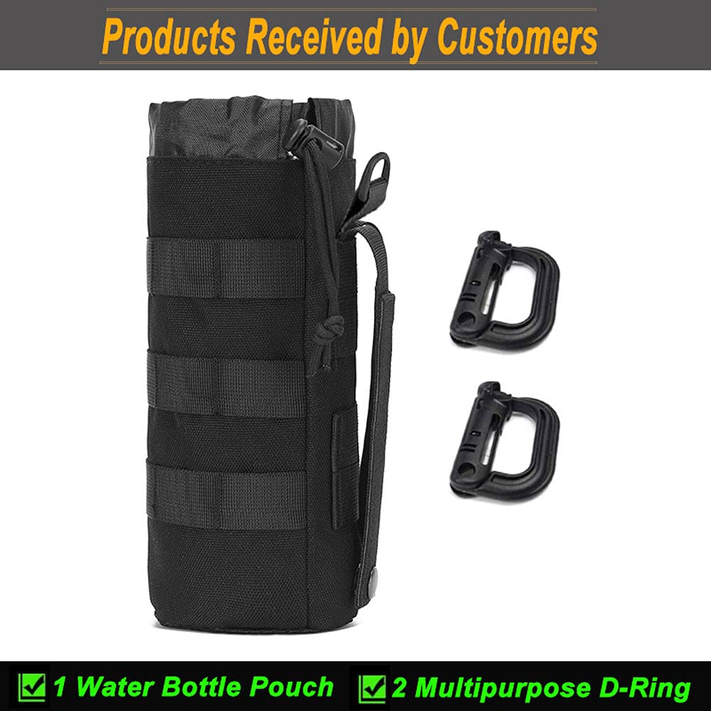 Upgraded 1000D Nylon MOLLE Water Bottle Pouch - Durable Drawstring Mesh Bottom Holder for Backpack, Running, Hiking & Outdoor Camping Gear | Perfect for Tactical Backpacks, Military Use & Adventure Sports