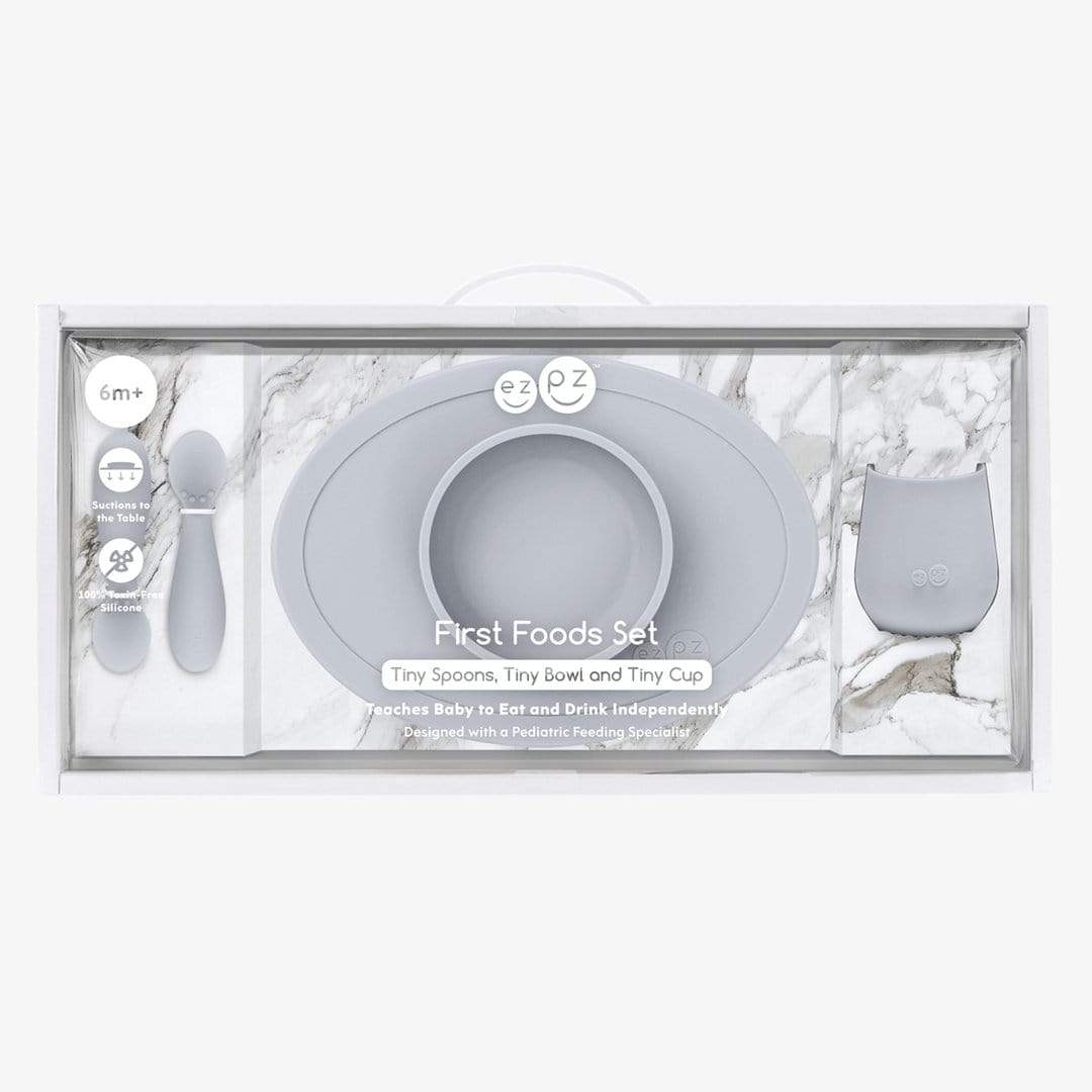 EZPZ First Foods Set - Baby-Led Weaning Starter Kit with Silicone Plates & Bowls for Toddlers - Perfect for Mess-Free Mealtime at Home or On-the-Go
