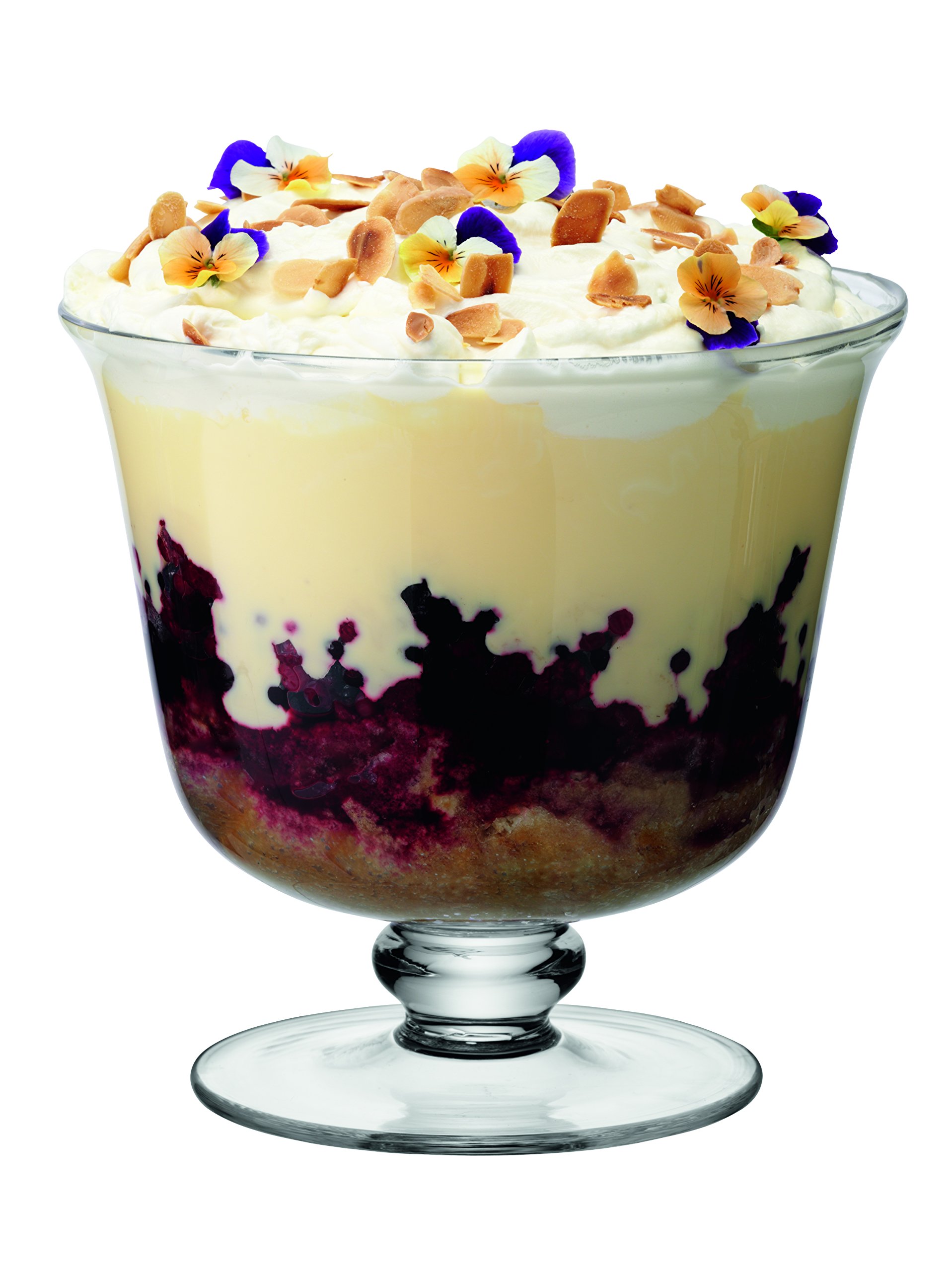 LSA International Clear Glass Serve Tall Comport - 22cm Diameter, Elegant Dessert Bowl for Ice Cream, Fruit, and Party Serving