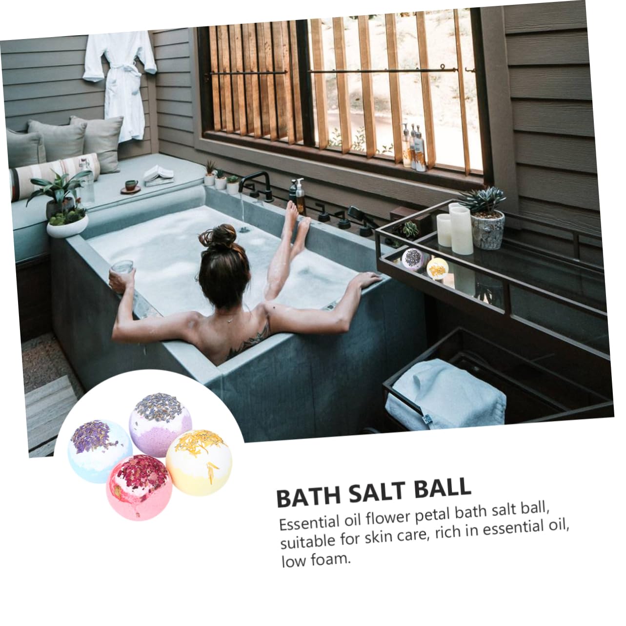4 Pack Scented Bath Bubbles & Moisturizing Bath Salts Set - Spa Shower Balls for Relaxation & Skin Care - Perfect for Home Spa, Gift Giving & Stress Relief