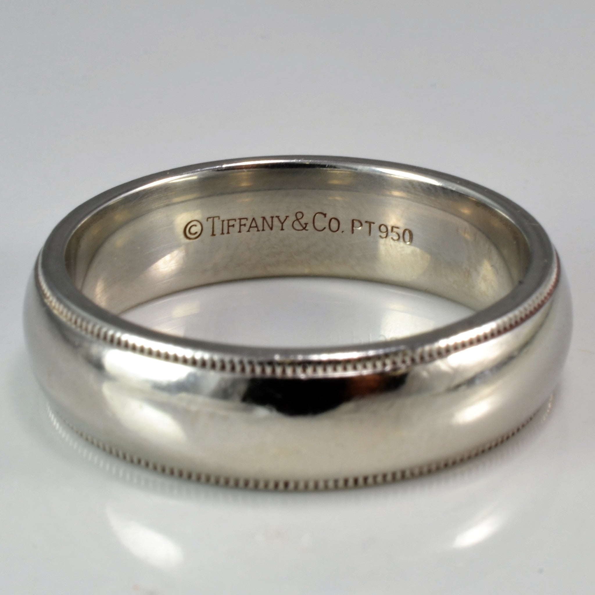 Tiffany & Co. Milgrain Platinum Wedding Band for Women - Size 9.75 | Elegant Engagement & Anniversary Ring | Perfect for Bridal Jewelry, Wedding Ceremony & Special Occasions