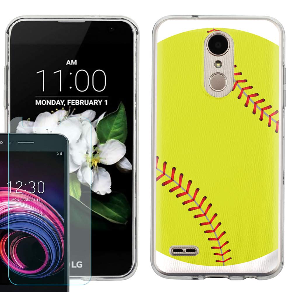 LG Aristo 2/Tribute Dynasty TPU Phone Case with Screen Protector - Softball Green for Sports & Outdoor Use
