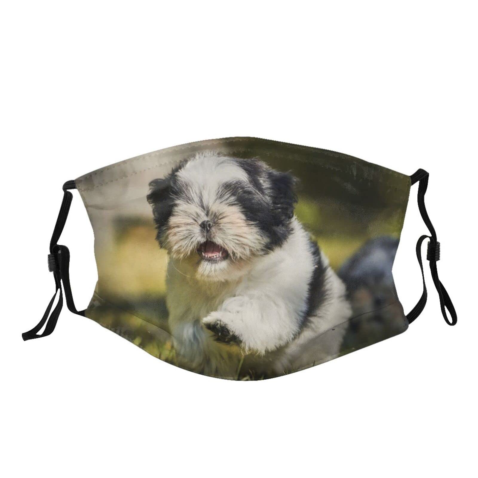 Reusable Adjustable Washable Face Mask with Shih Tzu Dog Pattern - Dust Protection Unisex Adult Face Cover for Outdoor Activities, Travel, and Daily Use
