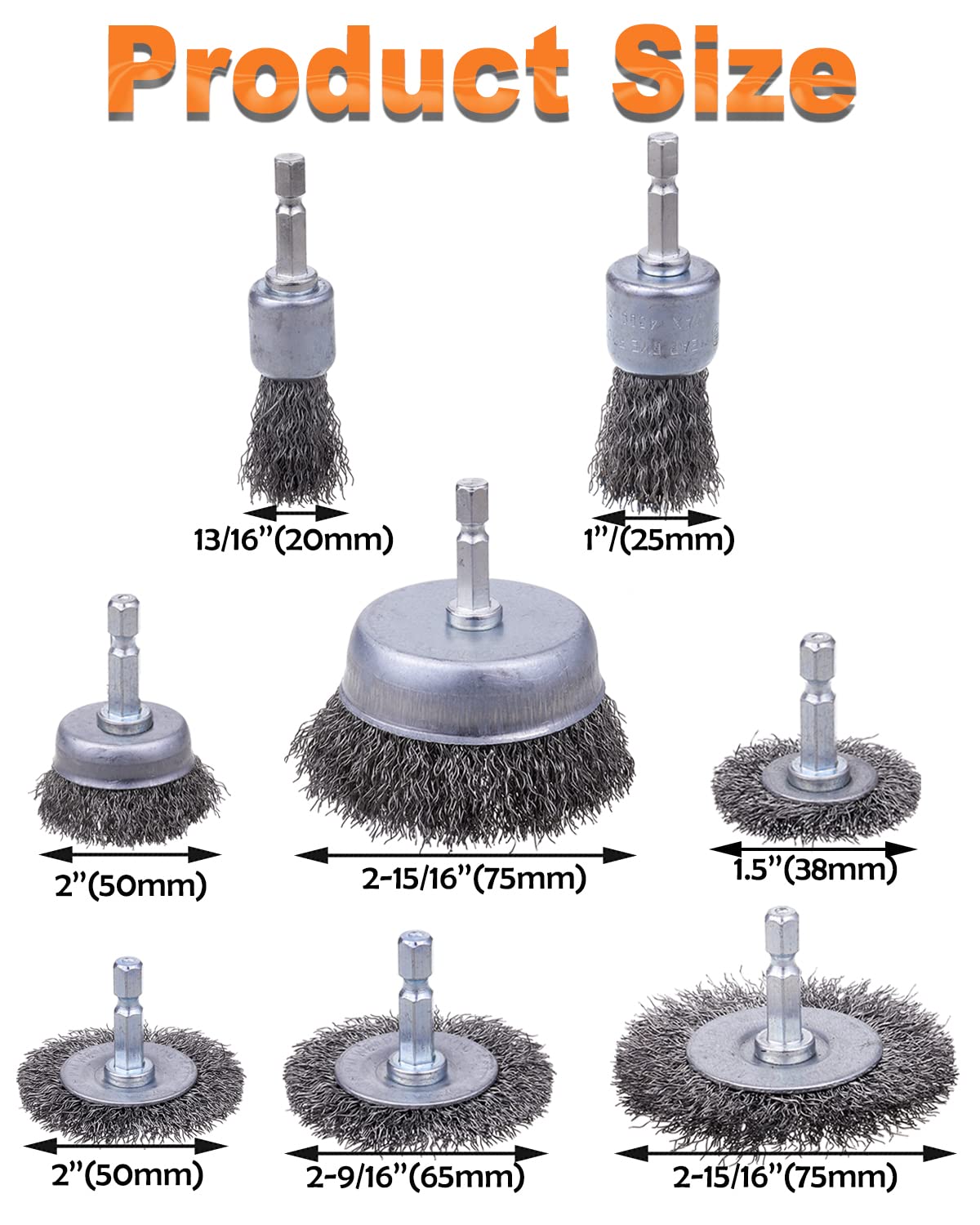 **Rocaris 40-Pack Carbon Steel Wire Wheel Brush Set – 1/4-Inch Hex Shank, Cup Brush, Wheel Brush & Pen Brush – Rust Removal, Corrosion Cleaning & Surface Scrubbing – Ideal for Metal, Wood & Automotive Surfaces**