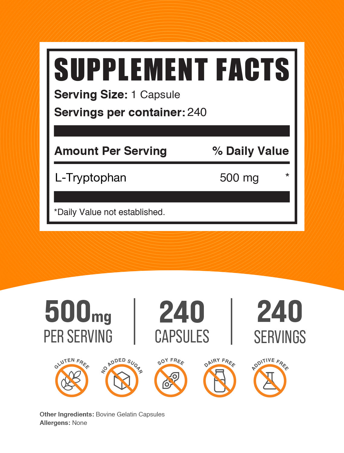 Premium L-Tryptophan 1000mg Capsules - Natural Mood Support & Sleep Aid - Vegan, Non-GMO - Stress Relief & Serotonin Boost for Relaxation & Better Sleep (60 Capsules) - Perfect for Nighttime Routine & Anxiety Management