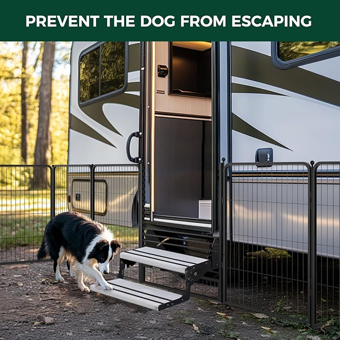 Non-Slip RV Step Grid with Dog Barrier - Heavy Duty Aluminum Stair Treads for RV Steps & Stairs | Perfect for Camping, Travel & Pet Safety