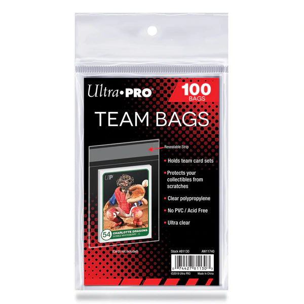 Ultra Pro Resealable Team Bags 100 Count - Premium Storage Solution for Trading Cards, Collectibles & Small Items - Perfect for Sports Cards, Gaming Cards & Organizing Small Accessories