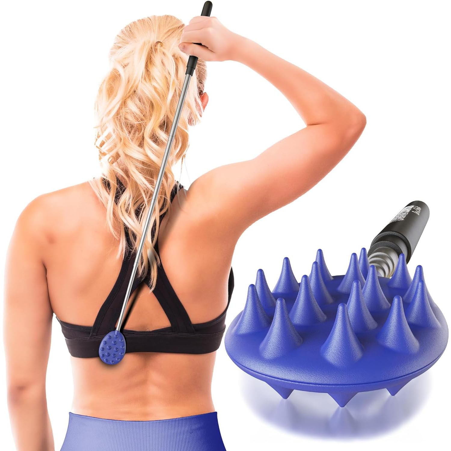 Extendable Cactus Back Scratcher - 24.5 Inch Dual-Sided Itch Relief Tool for Adults | Perfect Gift for Men & Women | Reaches Back, Head & Body | Blue | Ideal for Home, Office & Travel Use