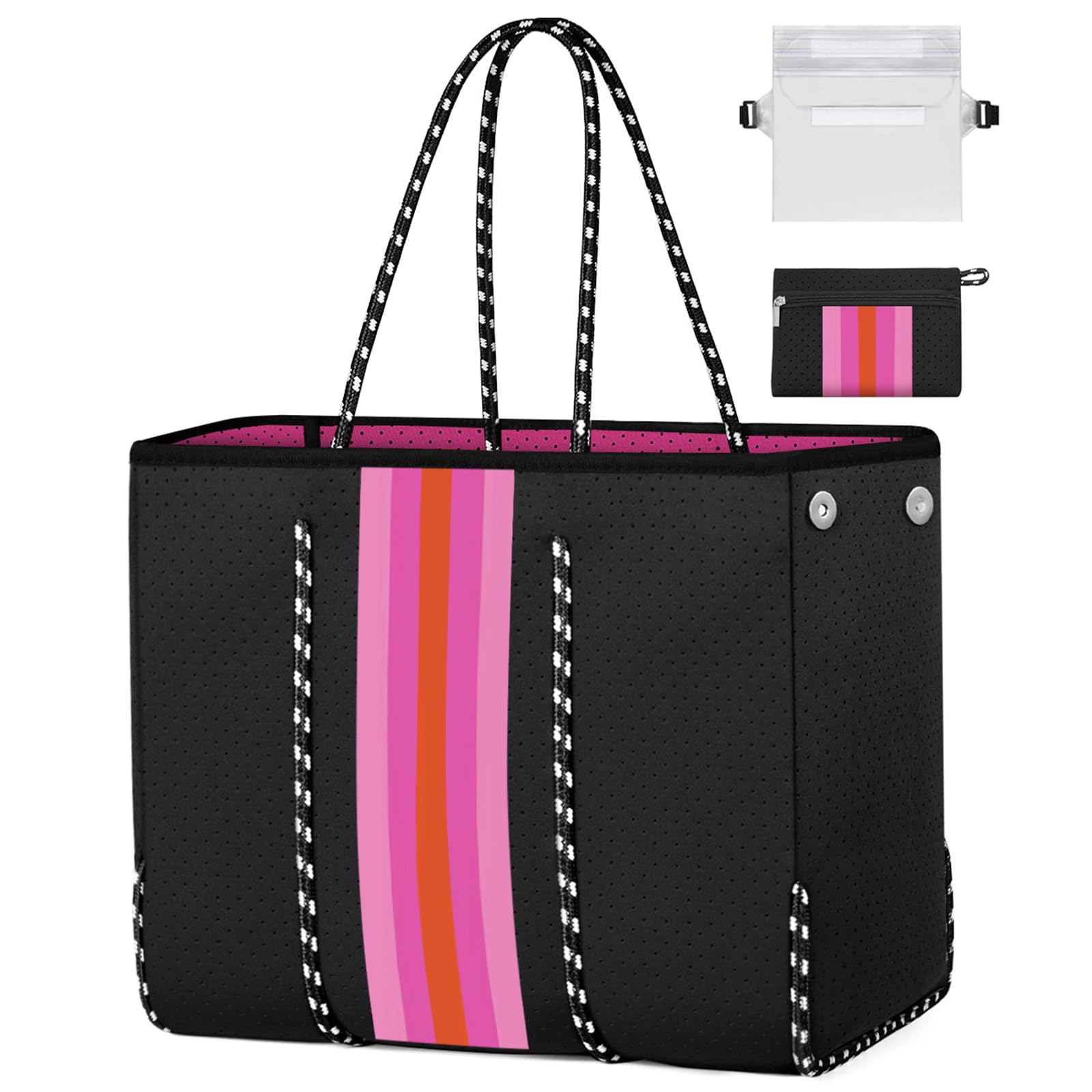IBFUN Large Neoprene Tote Bag - Waterproof Multipurpose Beach Bag for Women with Inner Pocket | Perfect for Pool, Gym, Travel & Shopping