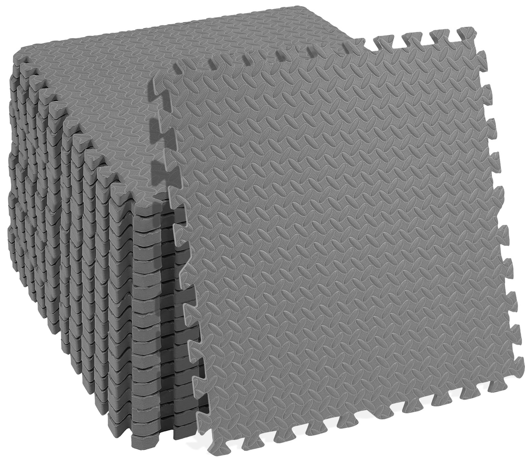 Signature Fitness EVA Foam Interlocking Puzzle Exercise Mat - Non-Slip Floor Tiles for MMA, Yoga, Home Gym & Workout Protection - Multiple Sizes (24