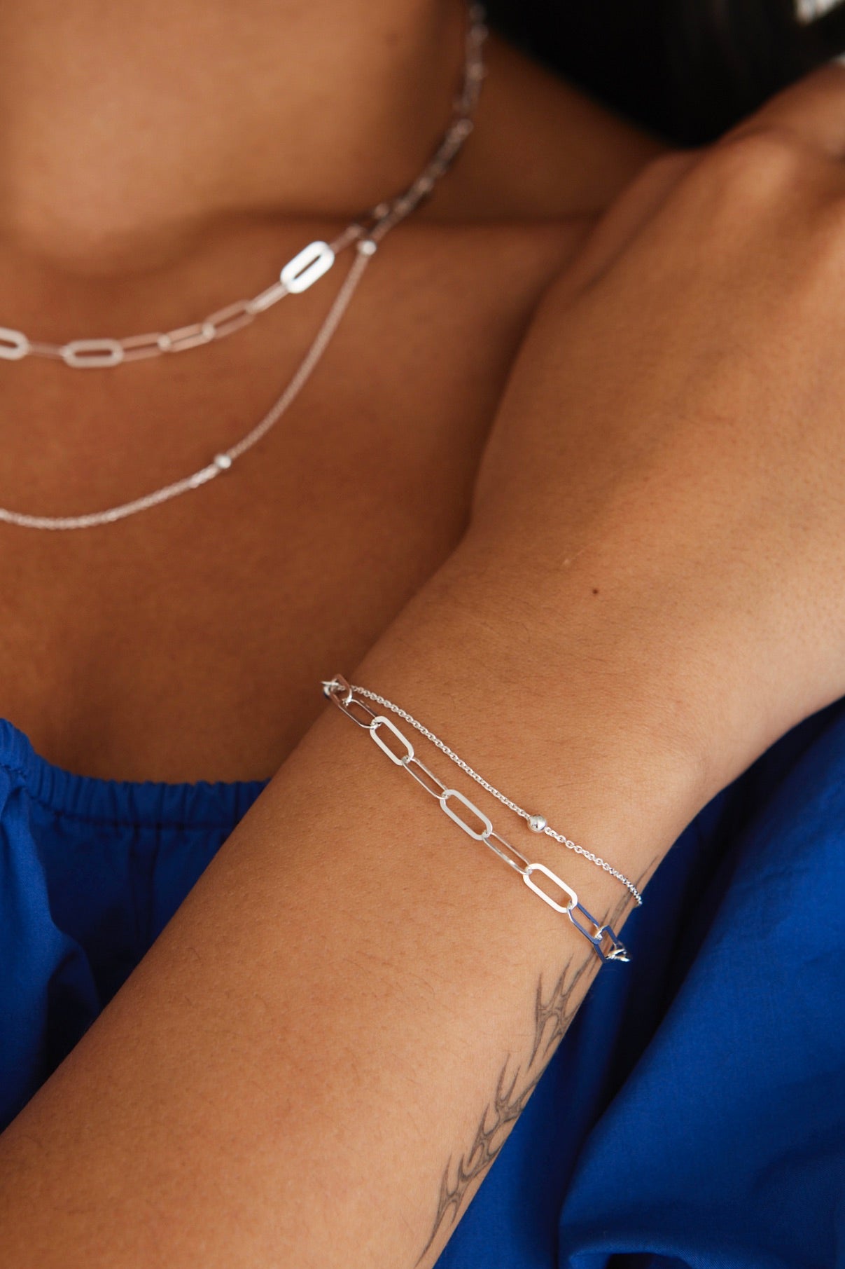 Elegant Double Chain Silver Bracelet for Women - Perfect for Everyday Wear, Parties & Gifts
