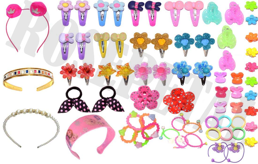 Rose Petals Cotton Hair Clips for Girls - 70 Pcs Multicolor Hair Barrettes for Kids, Toddlers & Teens - Perfect for School, Parties, Weddings & Everyday Styling