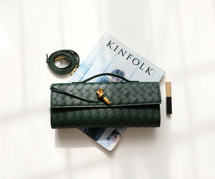 Handmade Woven Leather Clutch Bag for Women - Elegant Small Purse for Evening Parties, Weddings & Special Occasions