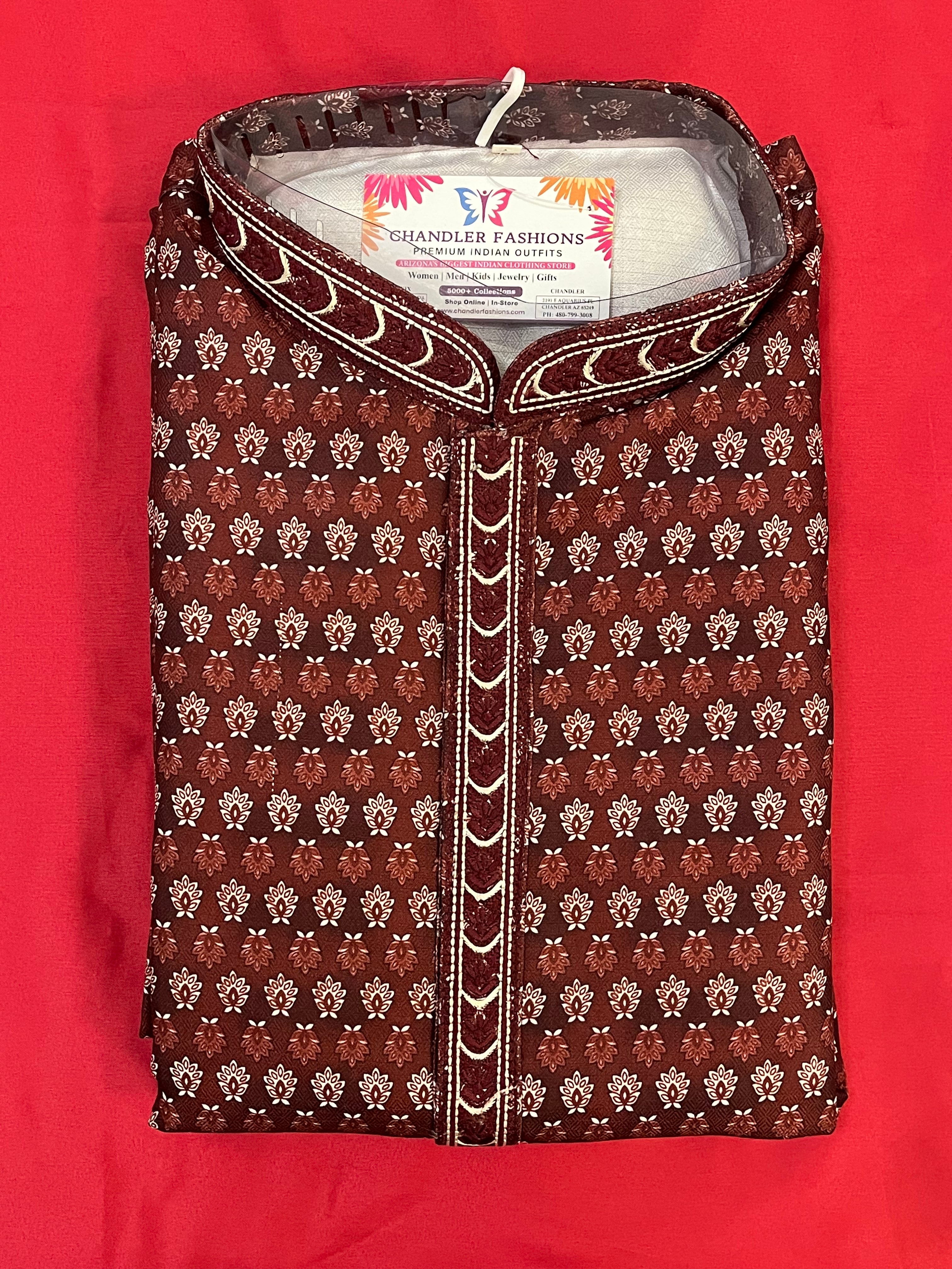 Stylish Maroon Embroidered Kurta Pajama Set for Men - Traditional Indian Ethnic Wear for Weddings, Festivals & Special Occasions