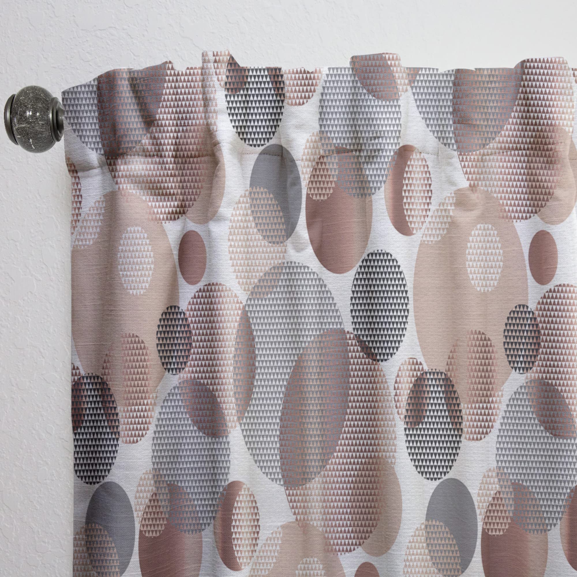 DesignQ Circular Abstract Retro Geometric XIII Thermal Insulated Curtains - Single Panel 52x120 Inches - Blackout Drapes for Bedroom & Living Room - Perfect for Modern Home Decor & Sunlight Control