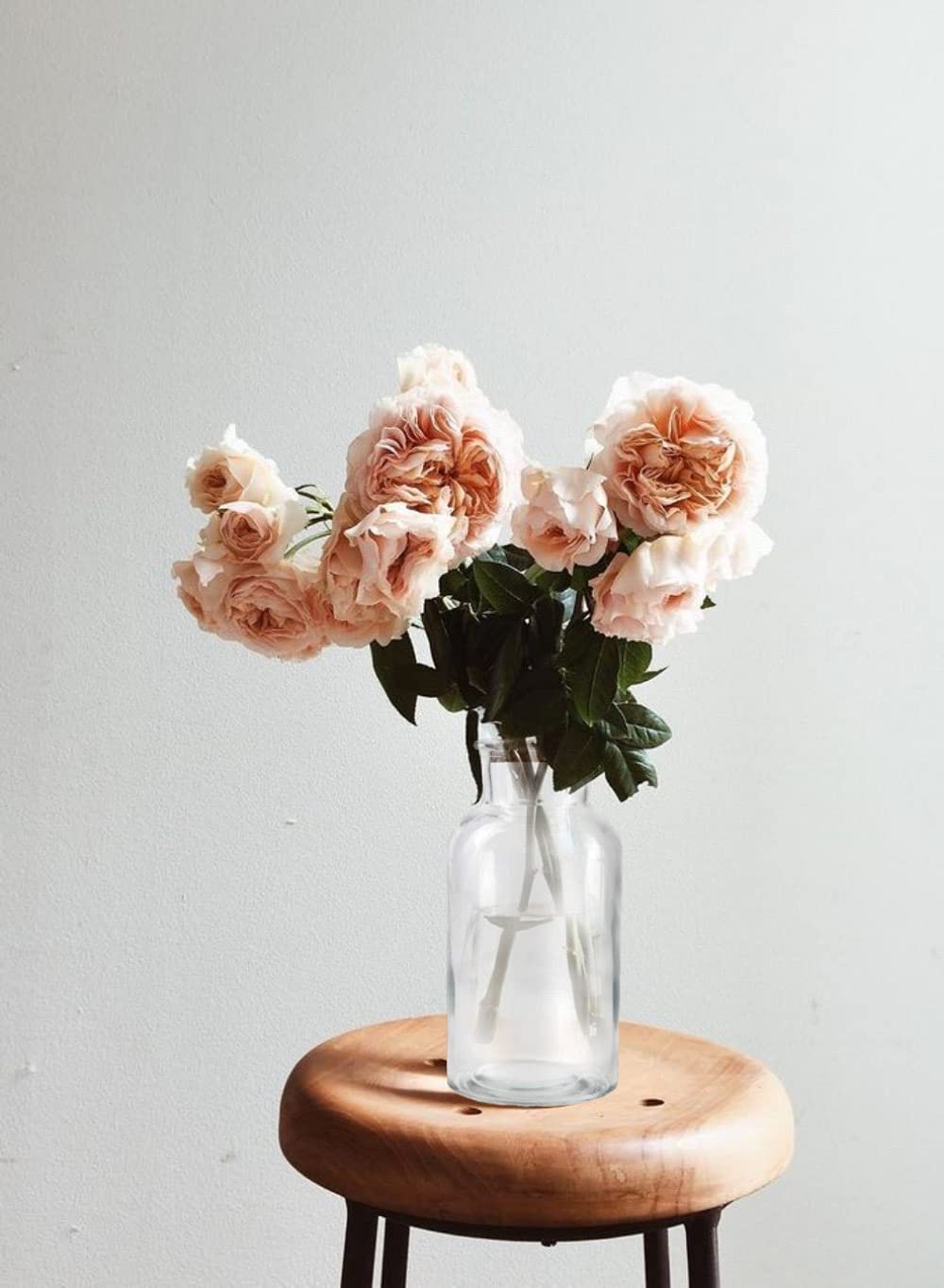 12-Pack 8 Inch Clear Glass Bottle Vases with Cork Stoppers - Modern Cylinder Flower Vases for Home Decor, Wedding Centerpieces, DIY Crafts & Office Desk Decorations