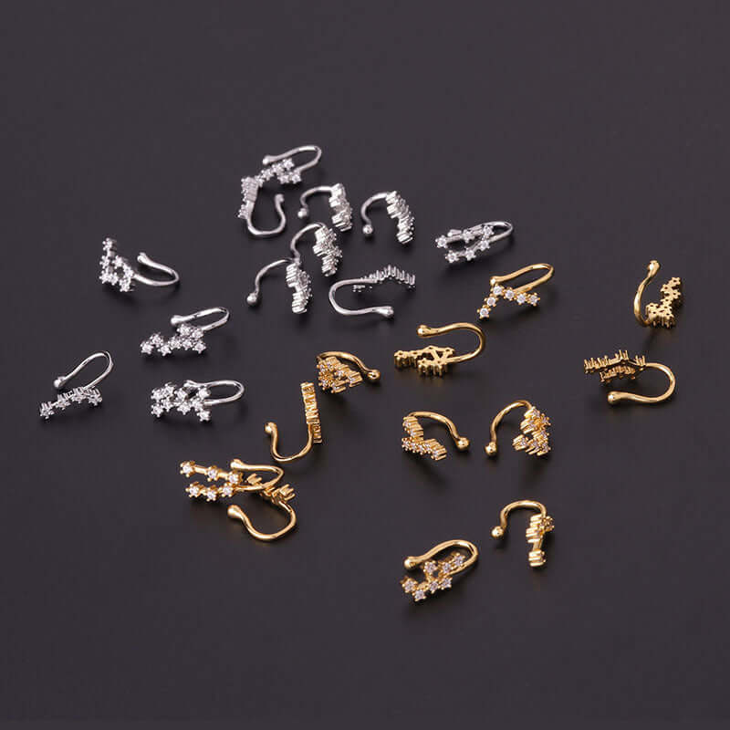 18K Gold Zodiac Non-Piercing Nose Clip & Ear Cuff - Aries, Taurus, Gemini, Cancer, Leo, Virgo, Libra, Scorpio, Sagittarius, Capricorn, Aquarius, Pisces | Perfect for Parties, Weddings, and Everyday Fashion Accessories