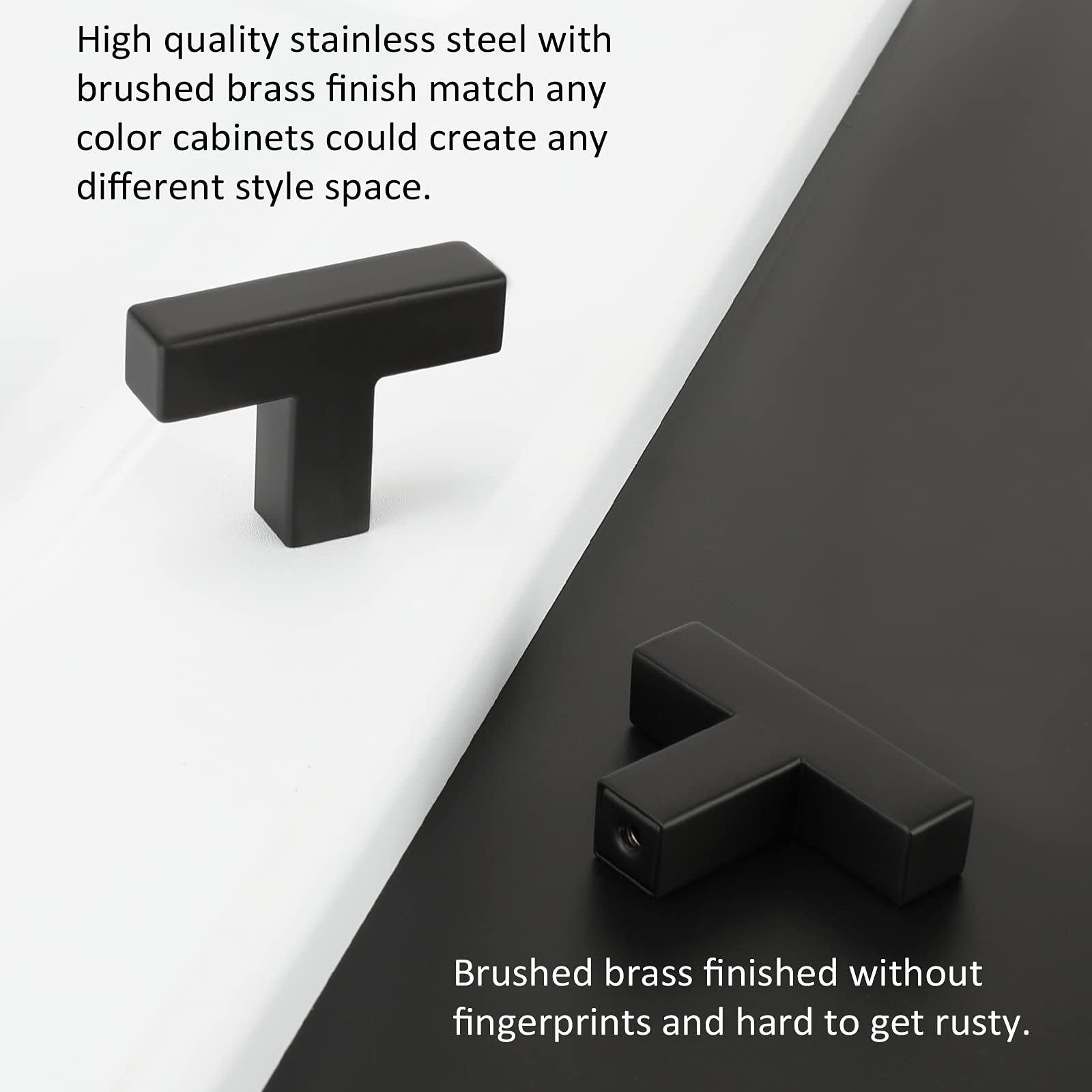 50 Pack Black Square Cabinet Knobs - Stainless Steel Kitchen & Bathroom Hardware for Drawers, Dressers & Cupboards - Durable & Stylish Home Upgrade for Modern Interiors