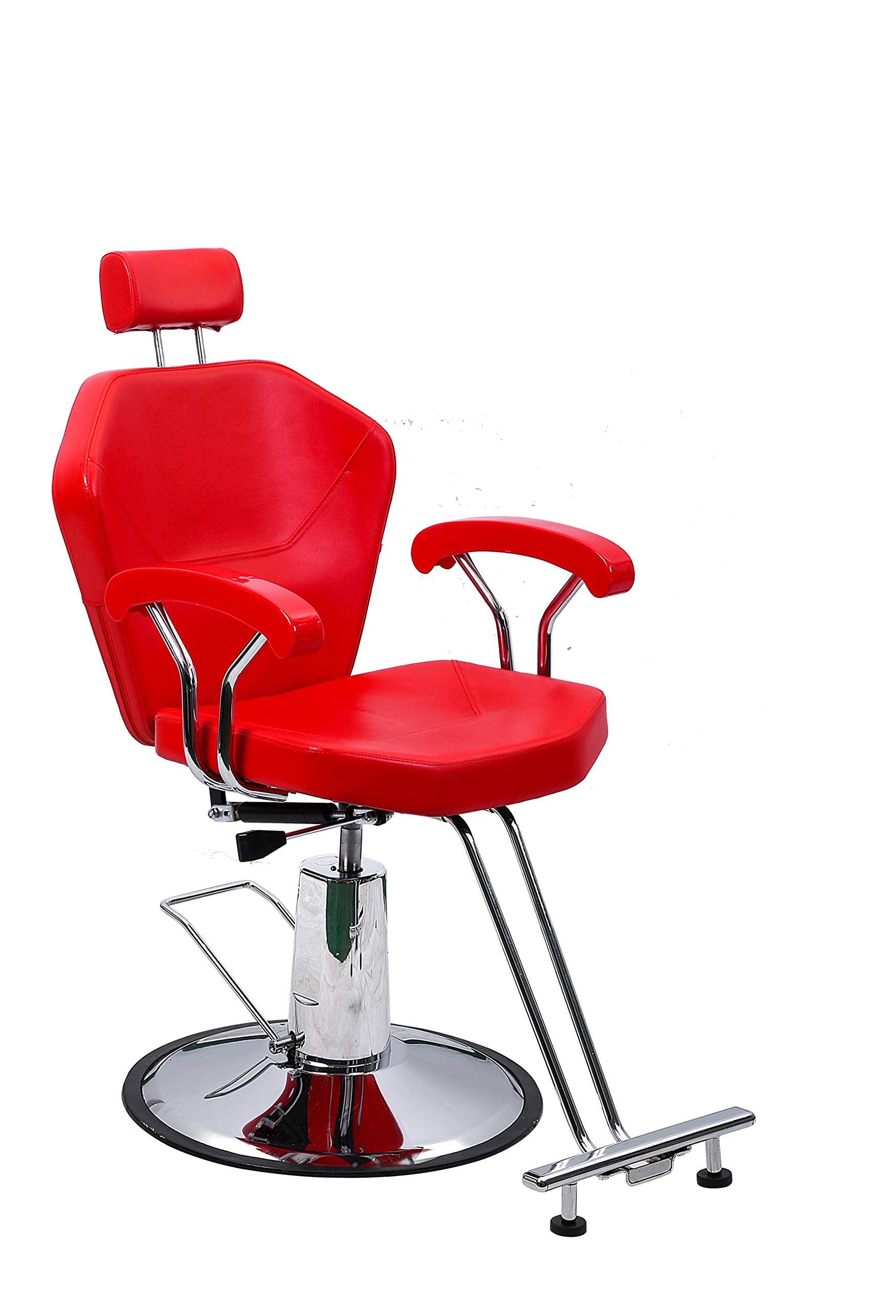 Styling Chair Reclining Hydraulic Salon Chair with Adjustable Headrest - Red | Professional Beauty Salon Furniture for Hair Styling & Barber Shops