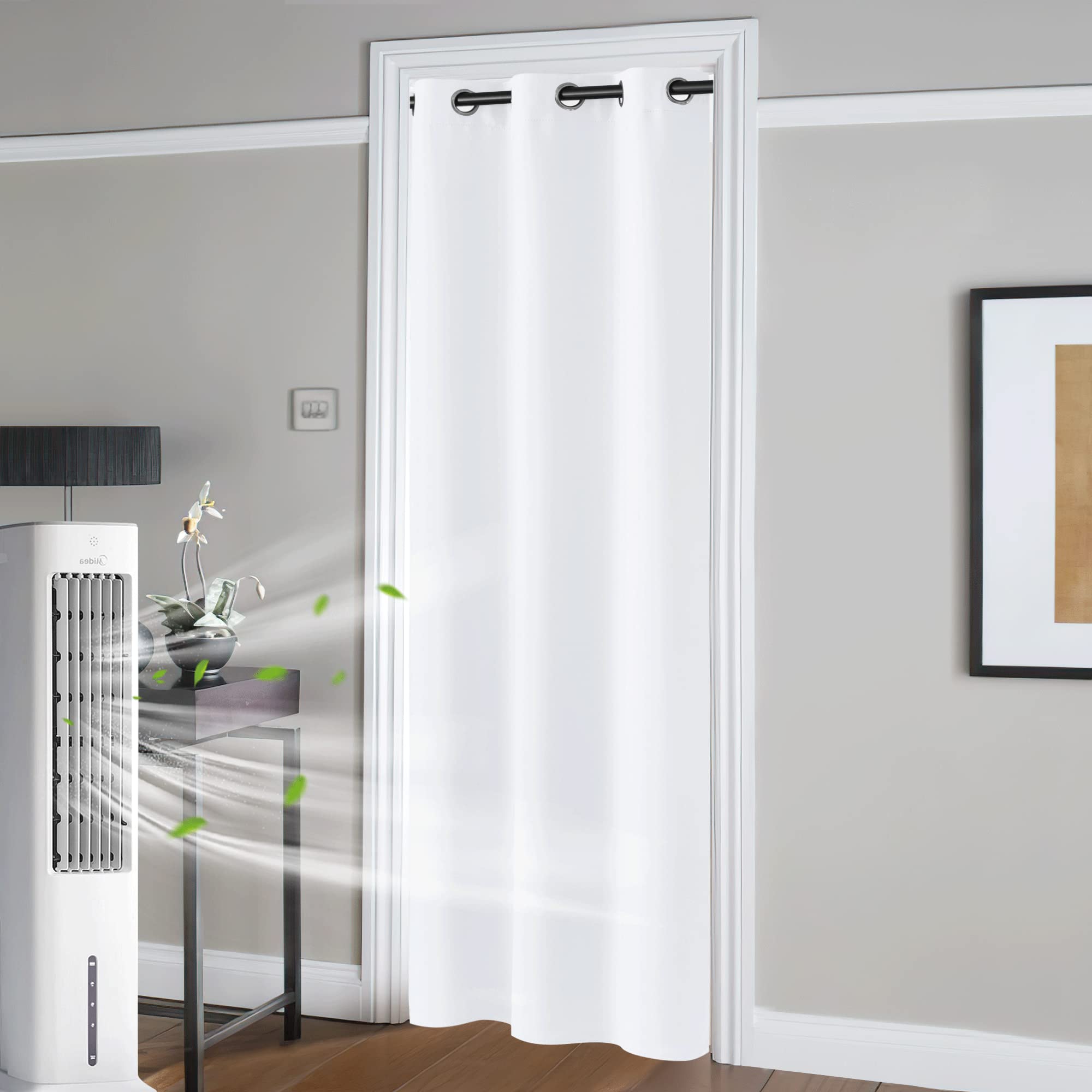 RYB Home Room Darkening Door Curtains - 42x80 Inch Blackout Doorway Curtain for Privacy & Energy Saving - Pure White Temporary Door Cover for Closet, Kitchen, Bedroom - Perfect for Home, Office & Nursery Use