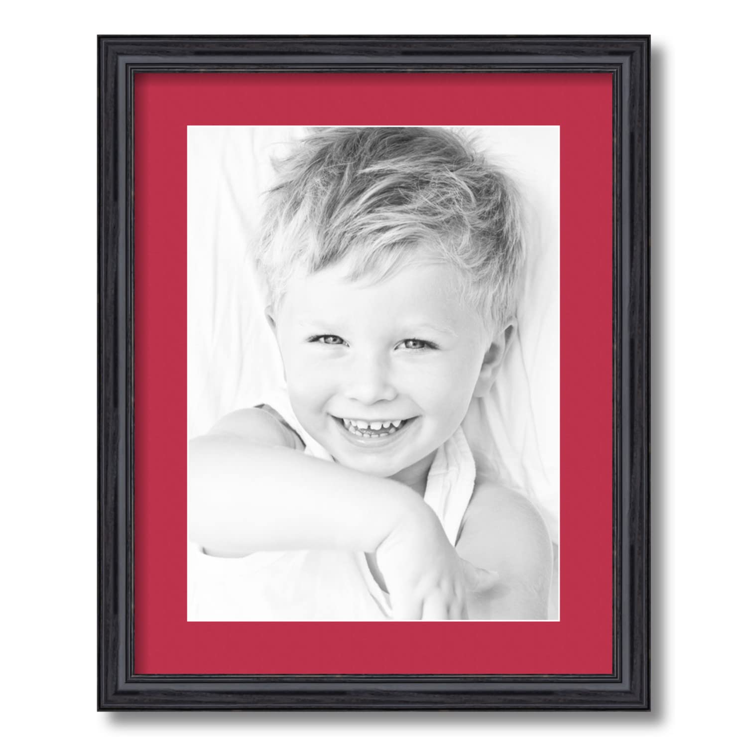 ArtToFrames 12x16 Inch Solid Red Oak Picture Frame with Black Stain & 2 Inch Rouge Mat - Premium Wood Wall Photo Frame for Home Decor, Office, Gallery Display (SingleMat-0066-59504-YBLK-12x16-762)