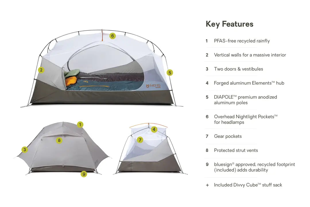 Lightweight Aurora 2 Person Camping Tent with Waterproof Footprint - Perfect for Backpacking, Hiking & Outdoor Adventures