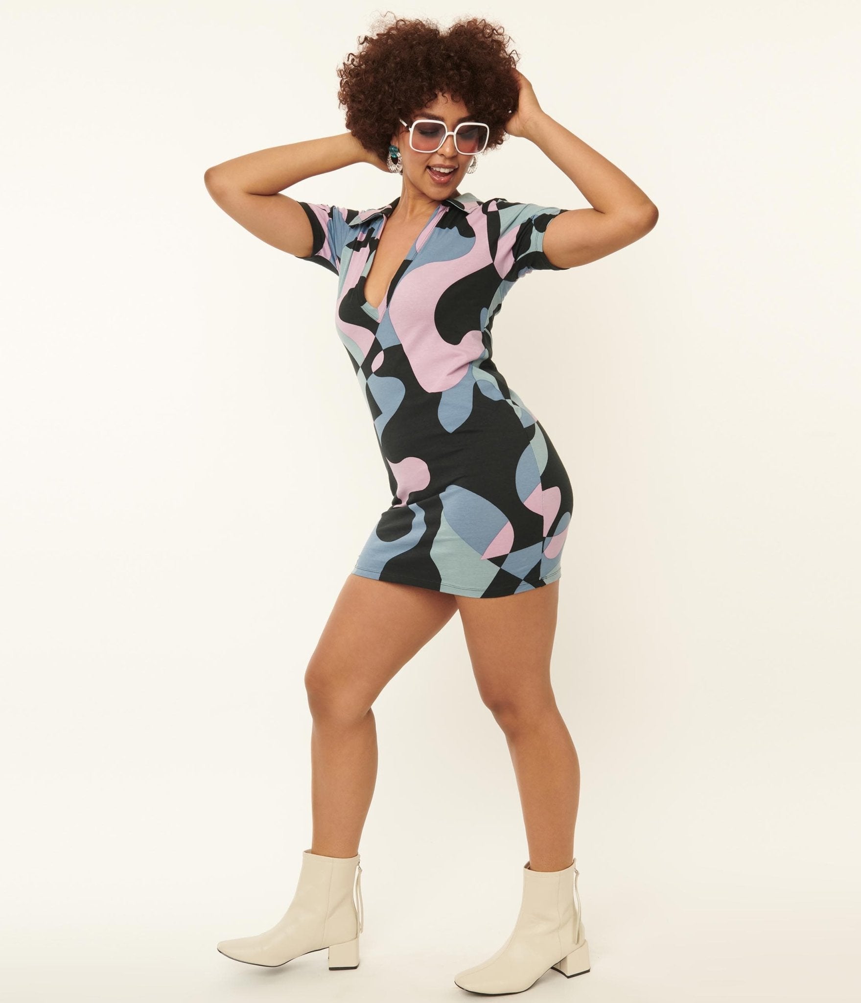 Trendy Purple & Blue Swirl Mini Dress for Women | Flowy Summer Party Cocktail Dress | Perfect for Beach Vacations, Date Nights & Club Outings