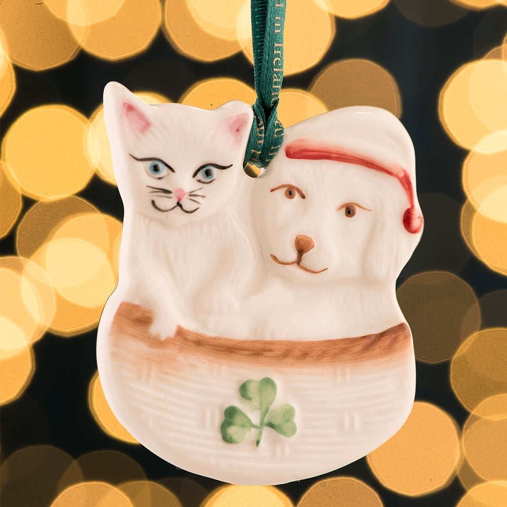 Belleek Classic Christmas Buddies Ornament - Handcrafted Irish Ceramic Holiday Decoration for Tree, Gift & Home Decor