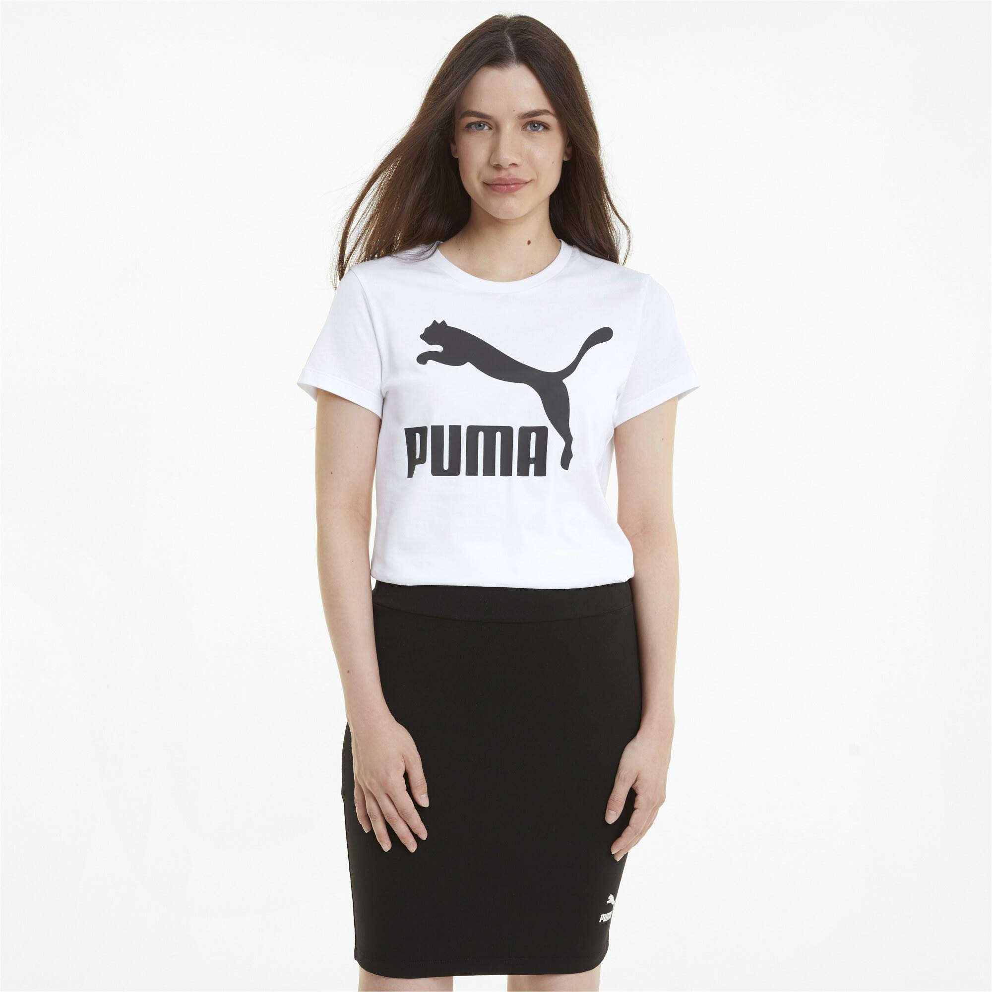 PUMA Women's Classic Logo Cotton T-Shirt - Comfortable Casual Tee for Everyday Wear, Gym, and Outfits