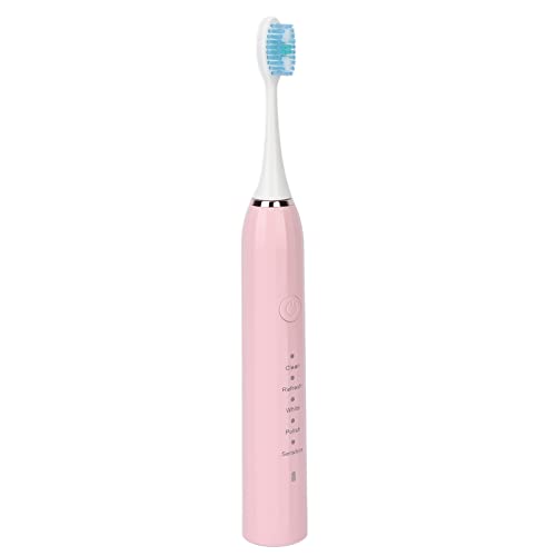 Waterproof Electric Toothbrush with 5 Cleaning Modes - USB Rechargeable, Quiet & Safe for Adults - Perfect for Home Use & Travel Accessories (White)