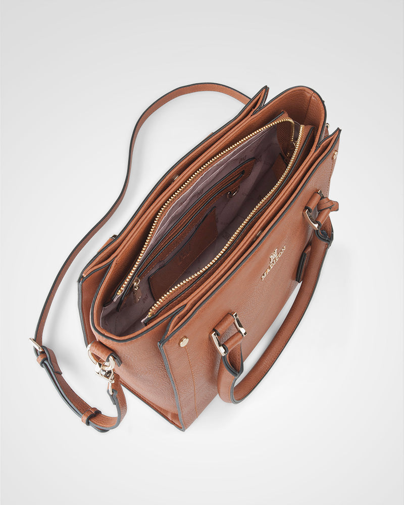 Angie Medium 3 Compartment Crossbody Satchel Bag with Detachable Leopard Print Strap - Perfect for Work, Travel & Everyday Use