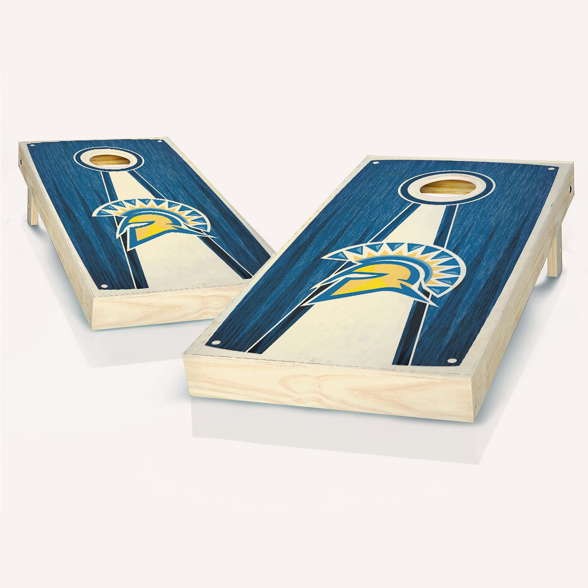 Premium San Jose Pyramid Cornhole Game Set - 2 Wooden Boards & 8 Bean Bags for Outdoor Lawn Games, Backyard Parties, Tailgating, and BBQ Events