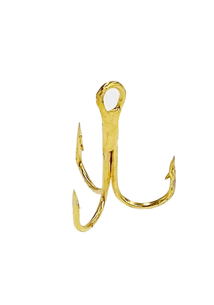 16 Gold Treble Fishing Hooks - 100 Pack for Bass, Trout & Saltwater Fishing | Strong & Sharp Hooks for Lures, Flies & Bait | Freshwater & Saltwater Use