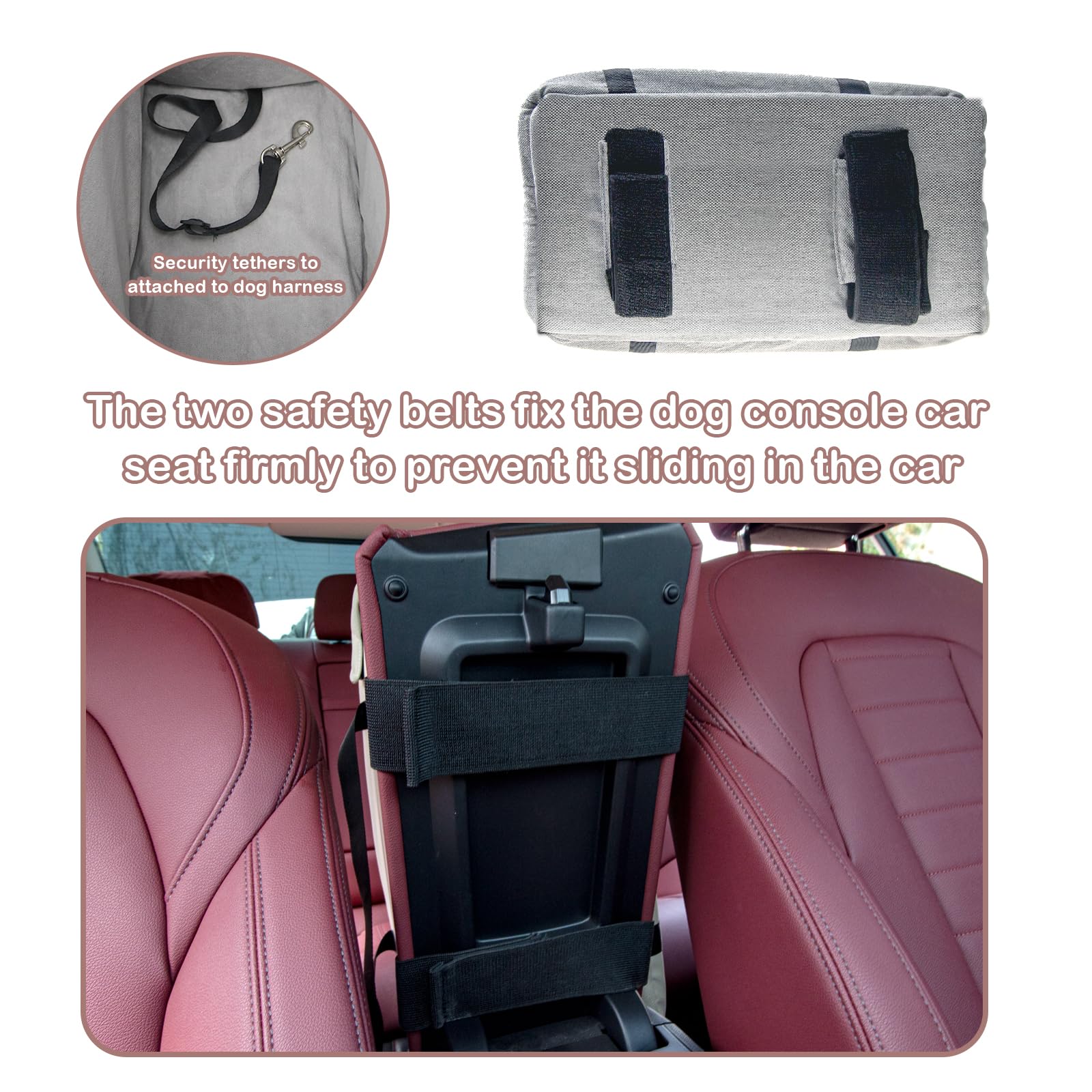 Premium Dog Car Seat Center Console - Adjustable Pet Booster Seat for Small Dogs & Cats Up to 22lbs - Safe Travel Accessory for Cars, SUVs & Road Trips