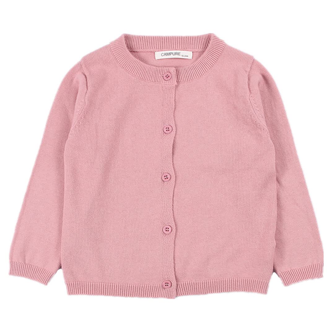 Girls Cotton Crewneck Cardigan - Solid Color Long Sleeve Button Up Sweater for Little Girls | School Uniform & Casual Wear