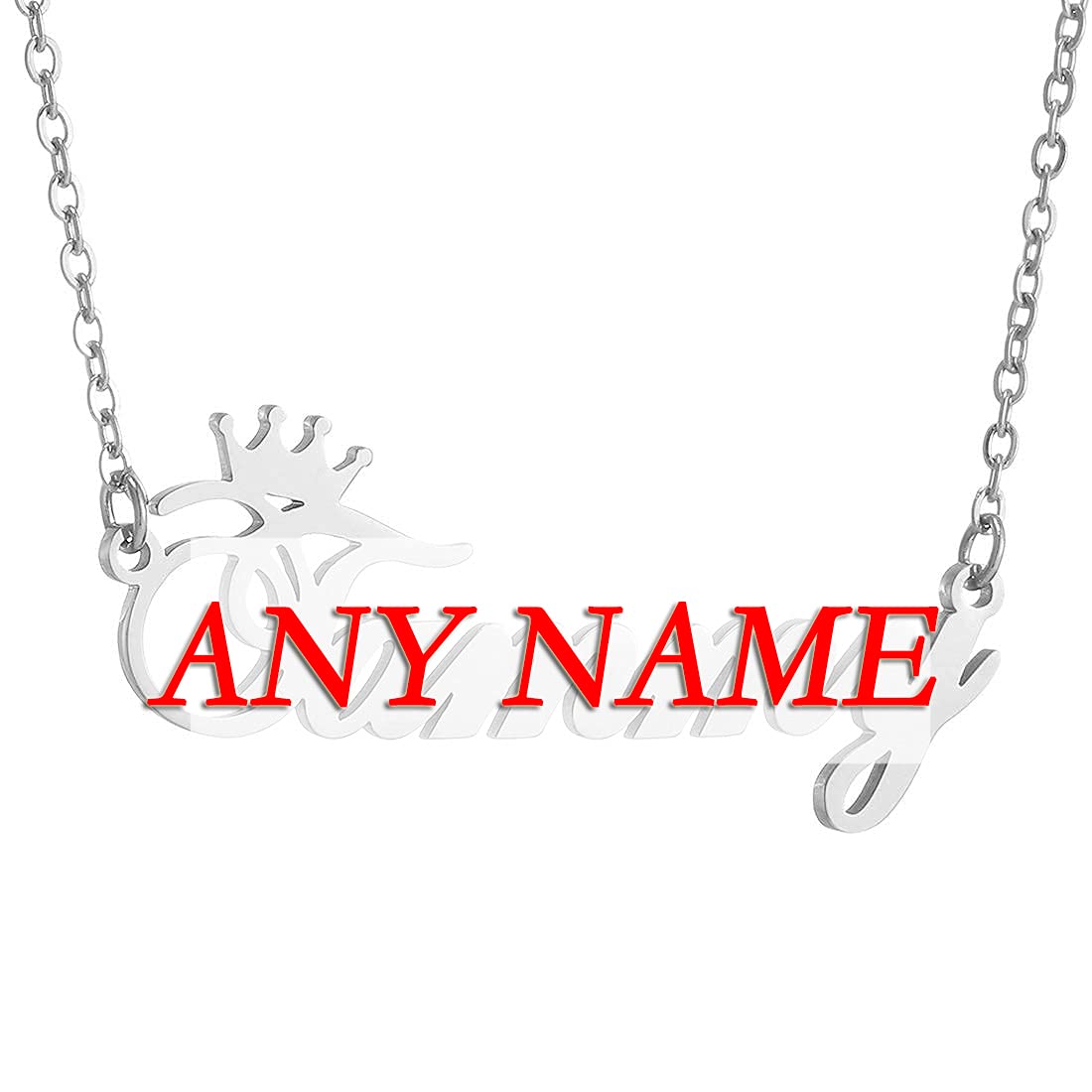 Custom Name Necklace for Women - Personalized Stainless Steel Name Chain with 1-4 Names in Silver/Gold/Rose Gold (14-24