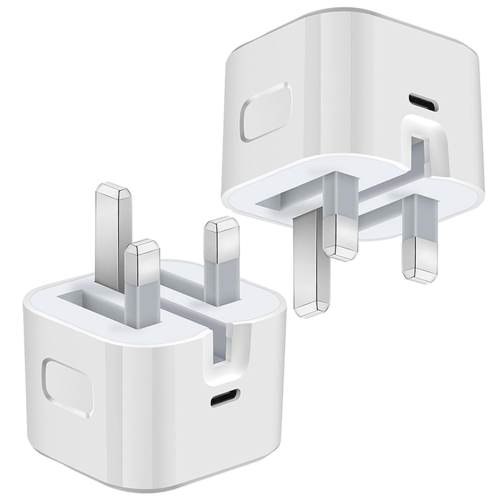 MFI Certified USB C Fast Charger 20W - 2 Pack Fast Charging Plug for iPhone 15/14/13/12/11/X, iPad, AirPods Pro - Type C Power Adapter with UK Plug | Perfect for Home, Office & Travel Charging