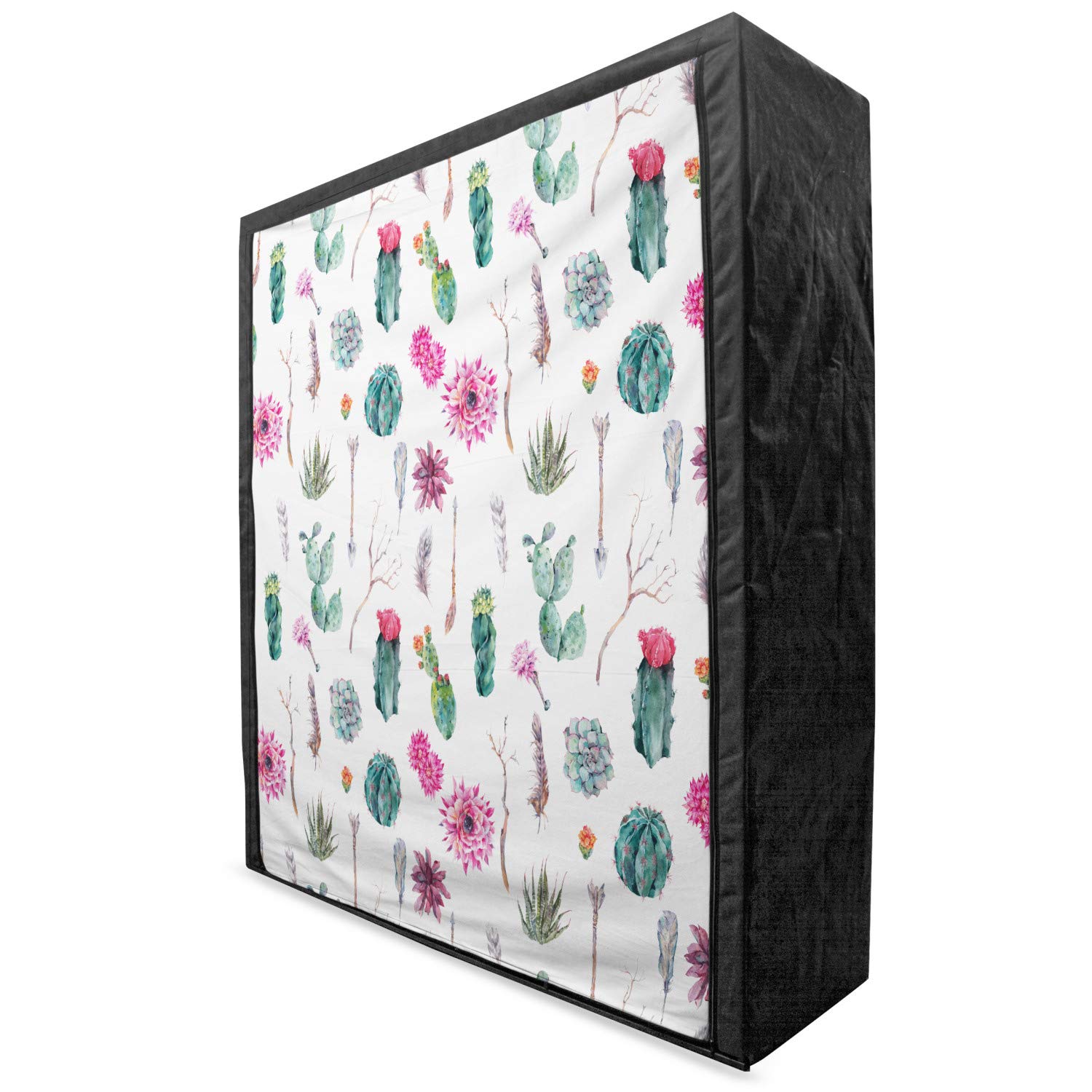 Ambesonne Cactus Portable Fabric Wardrobe - Vintage Botanical Pattern with Arrows, Feathers & Succulent Twigs - 59
