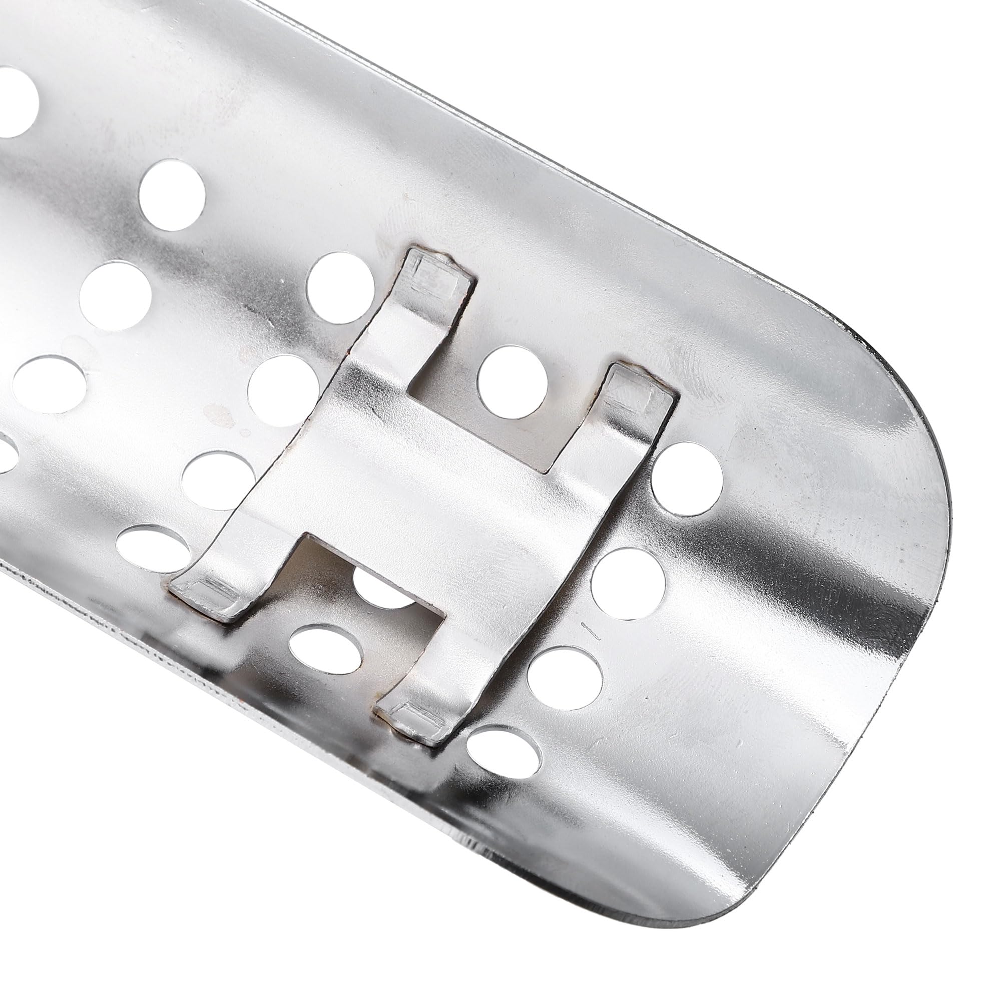 Universal Motorcycle Exhaust Heat Shield - Chrome Plated Iron Muffler Guard for Harley Davidson (20-70mm Clamps) - Silver Tone - Heat Insulation Protection for Cruiser & Touring Bikes