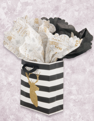 Elegant Gold Deer Gift Bags (Petite Size) - Perfect for Birthday Parties, Baby Showers & Wedding Favors