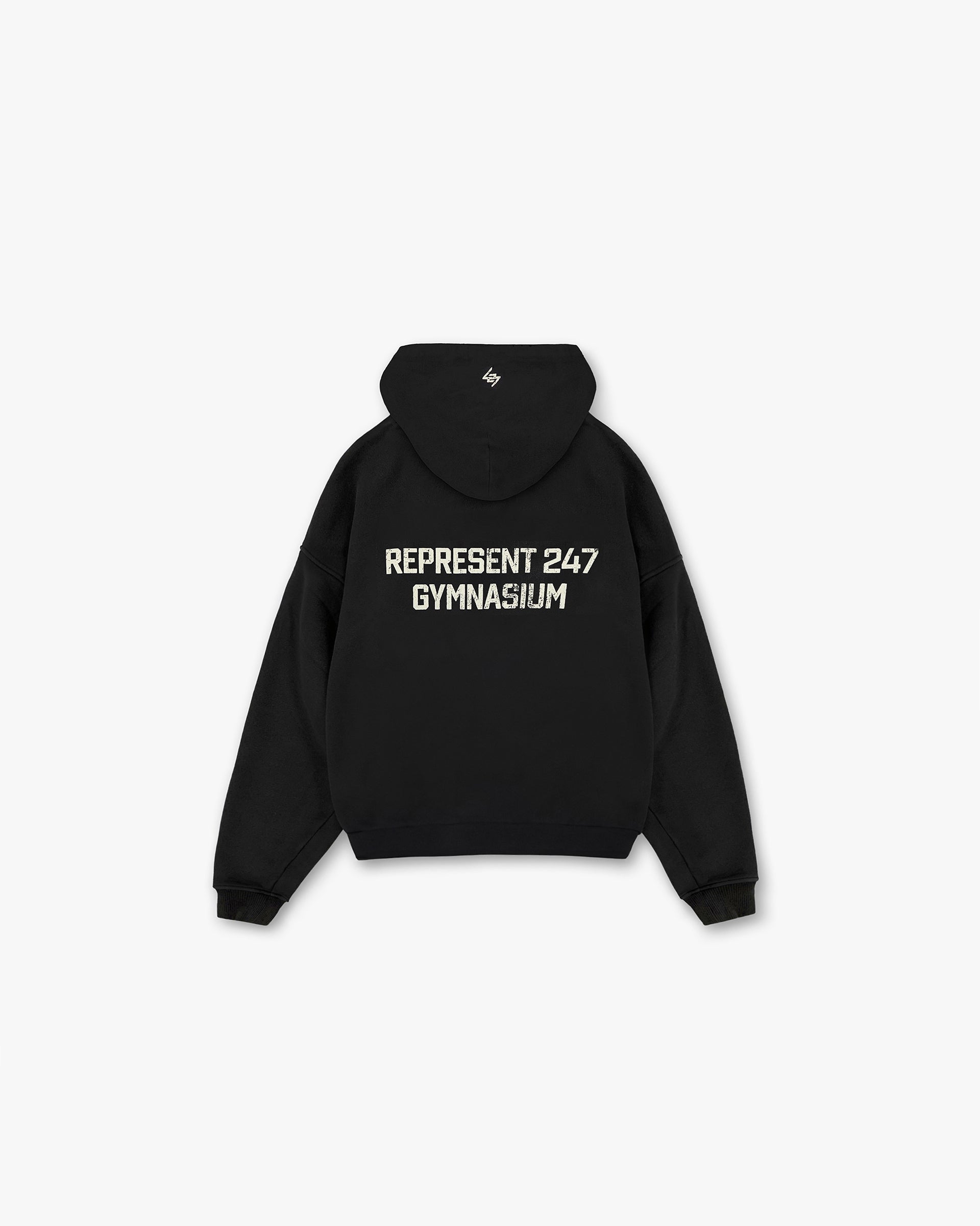 247 Gymnasium Boxy Zip Hoodie for Men & Women - Comfortable Unisex Pullover Sweatshirt for Workouts, Running & Casual Wear - Off Black