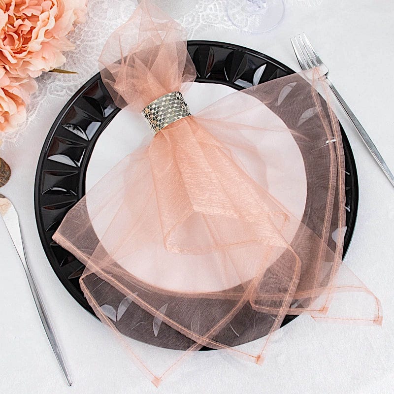 10 Pack 23x23 Inch Sheer Organza Decorative Table Napkins for Wedding, Party & Formal Dining - Elegant Dinner Napkins for Special Occasions