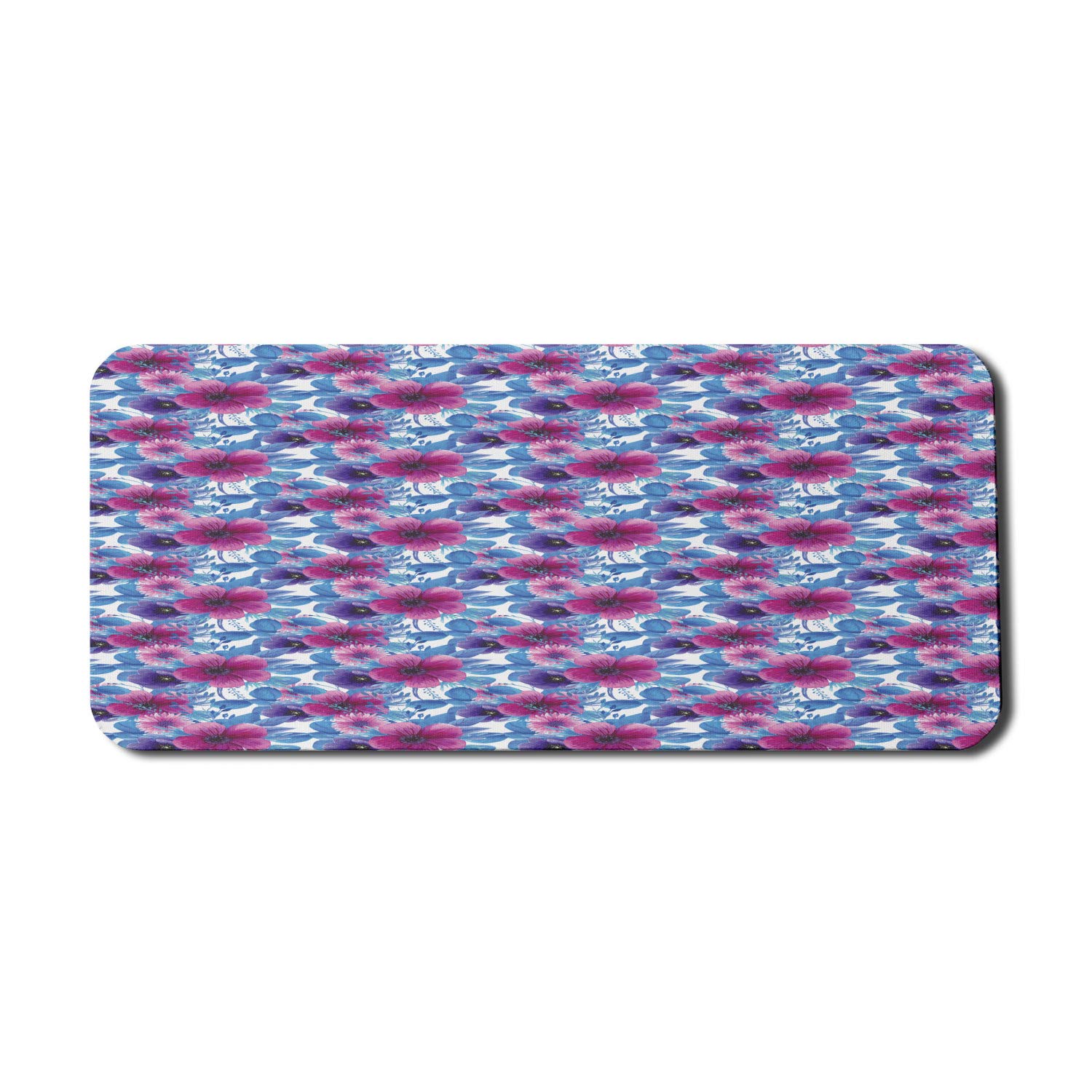 Ambesonne Floral Computer Mouse Pad - Bohemian Watercolor Wild Flora Design, Non-Slip Rubber Base, Extra Large 35