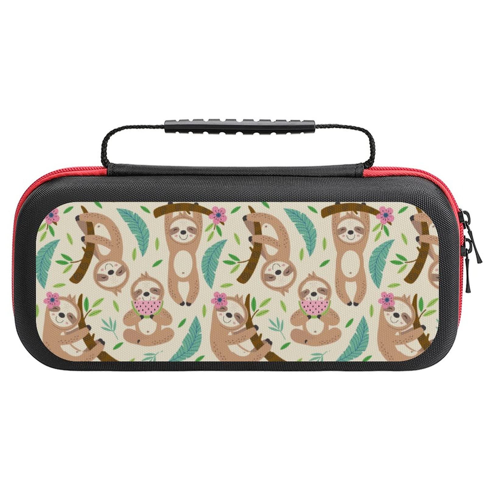 FunnyStar Cute Sloth Protective Carrying Case for Nintendo Switch with 20 Game Card Pockets - Perfect for Travel, Commuting & Gaming Storage