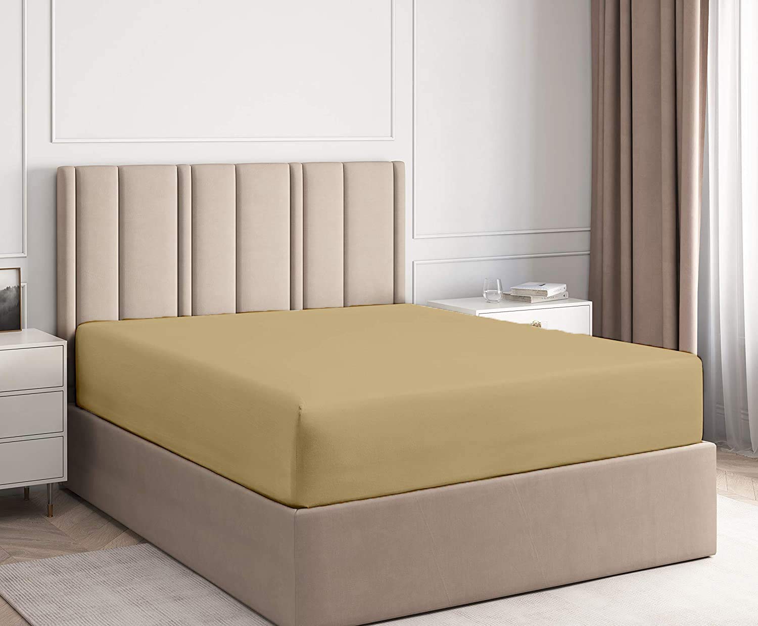 1 Queen Fitted Sheet - 100% Organic Cotton Deep Pocket Fitted Sheet, Soft Hotel Quality 800 Thread Count, Premium Breathable Queen Size Fitted Sheet for Beds Up to 16