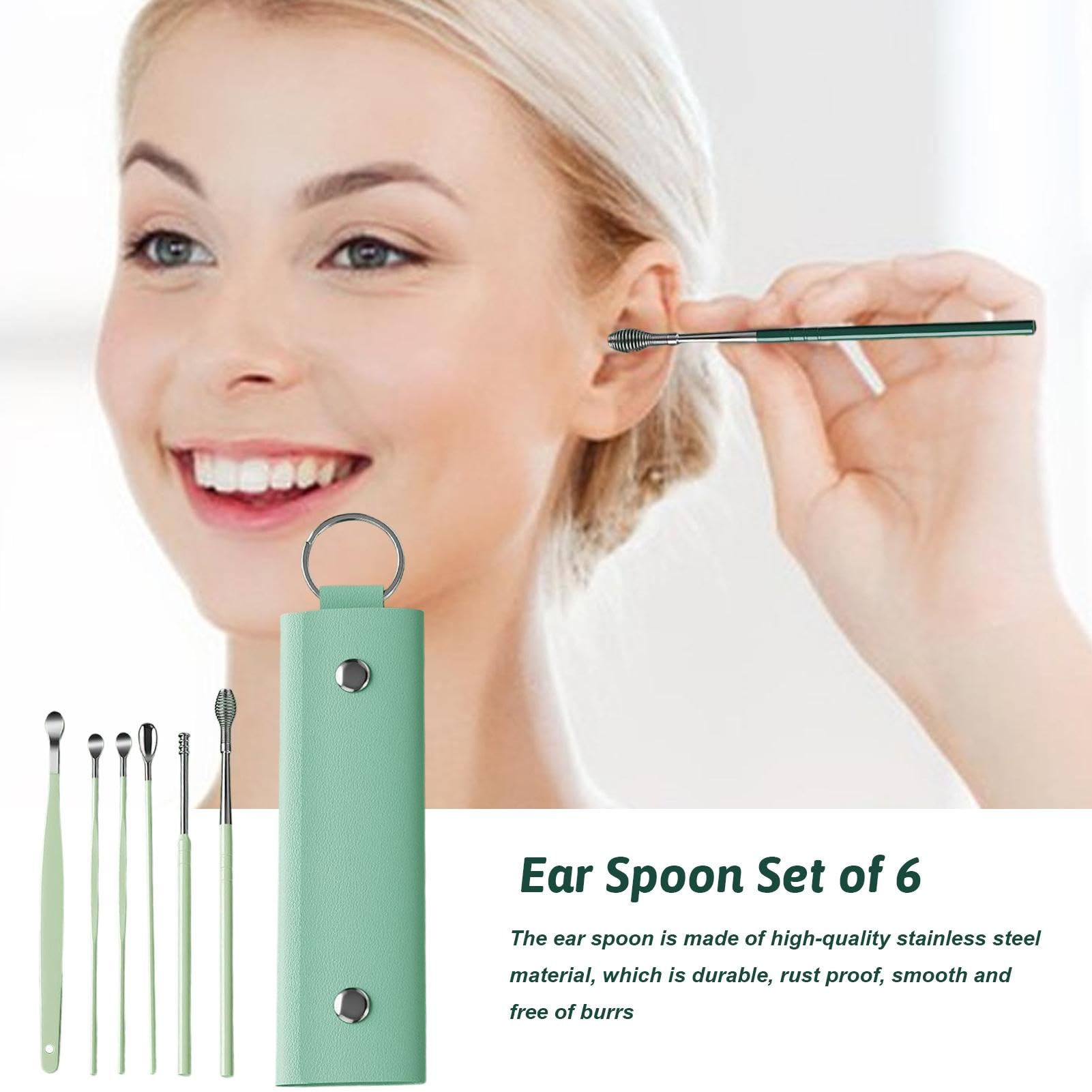 Stainless Steel Ear Wax Removal Tool Set - Portable Earwax Curette & Ear Cleaning Spoon for Safe Ear Hygiene | Perfect for Travel, Home & Personal Care