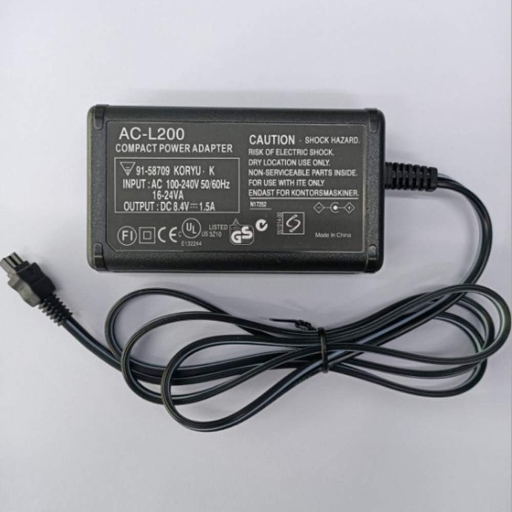 Original AC L200 Power Adapter Charger for Sony Handycam DCR-SX40/SX41/SX44/SX45/SX60/SX63/SX65/SX83/SX85 & DCR-SR42/SR45/SR46/SR47/SR68 - Replacement Charging Cord for Sony Camcorders - Perfect for Travel, Home Use & Professional Videography